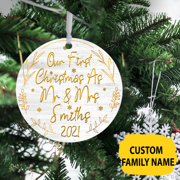Gift For Wife Our First Christmas 2021 Ceramic Ornament - pp