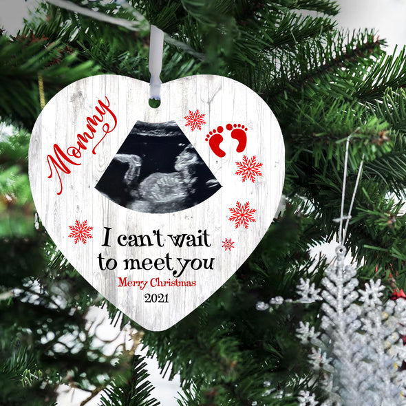 Personalized Gift For Furture Mommy Merry Christmas Can't Wait To Meet You Ornament - pp - tt