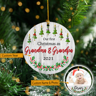 Personalized Gift For Grandparent Our First Granpa And Grandma Ornment - Mc