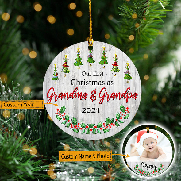 Personalized Gift For Grandparent Our First Granpa And Grandma Ornment - Mc