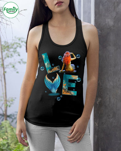 Official Love mermaid shell-mc Ladies Flowy Tank