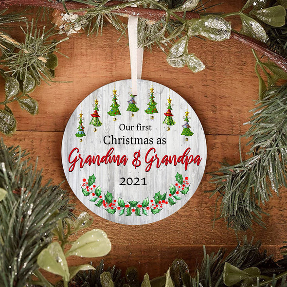Personalized Gift For Grandparent Our First Granpa And Grandma Ornment - Mc