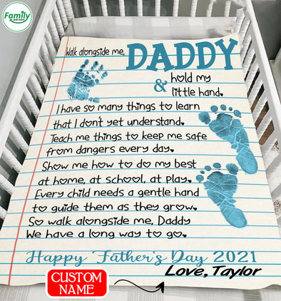 Walking alongside me Daddy hold my little hand-kv Fleece Blanket