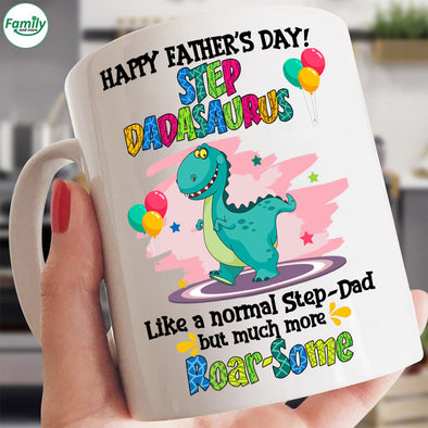 Happy Father's Day Step Dadasaurus Roar some-mc Mugs