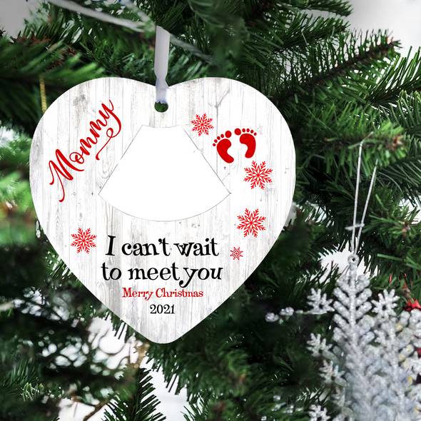 Personalized Gift For Mommy Merry Christmas Can't Wait To Meet You Ornament - pp - tt