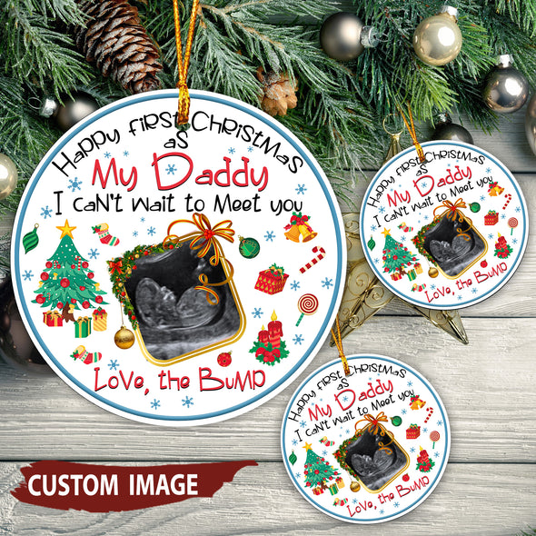 Personalized This Christmas 2021 I'll Be Snuggled Up Two Side Ornament Gift For Daddy I Can't Wait To Meet You - pp