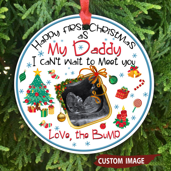 Personalized This Christmas 2021 I'll Be Snuggled Up Two Side Ornament Gift For Daddy I Can't Wait To Meet You - pp