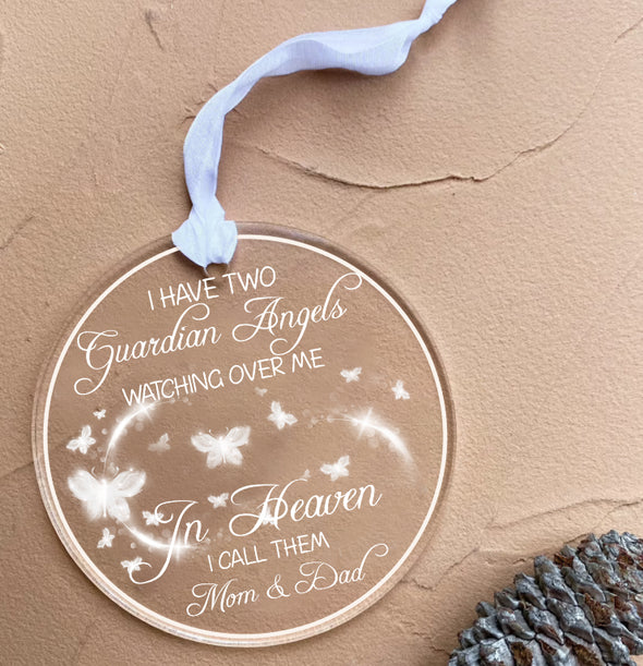 Gift For Mom & Dad I Have Two Guardian Angels Watching Over Me Ornament - Mc