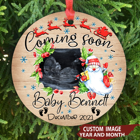 Personalized Gift For Daddy Baby Coming Soon Ornament - Mc
