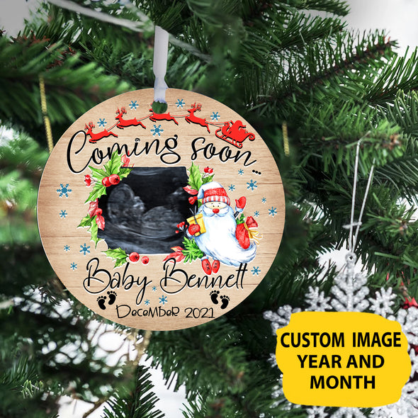 Personalized Gift For Daddy Baby Coming Soon Ornament - Mc