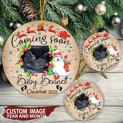 Personalized Gift For Daddy Baby Coming Soon Ornament - Mc
