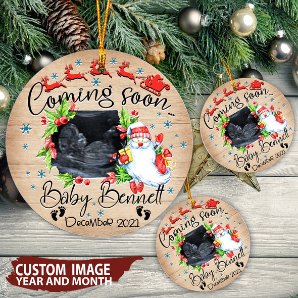 Personalized Gift For Daddy Baby Coming Soon Ornament - Mc