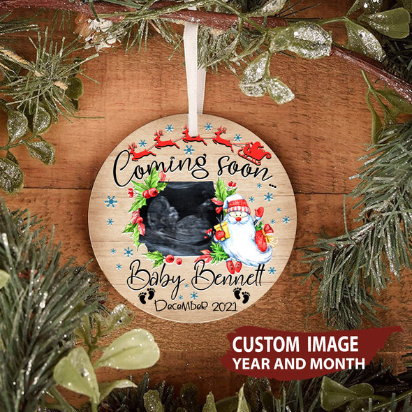 Personalized Gift For Daddy Baby Coming Soon Ornament - Mc