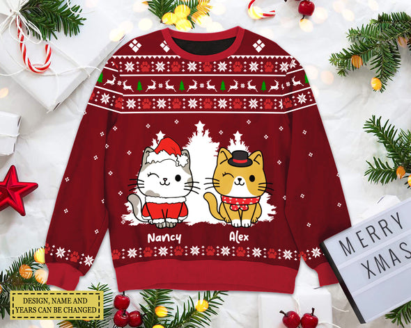 Personalized Gift For Cat Lovers, Meow You A Merry Christmas Christmas Ugly Sweater LHT-TS251122
