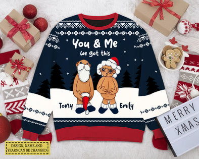Personalized Gift For Couple, Anniversary Gifts,  You And Me We Got This Christmas Ugly Sweater LHT-TS251122