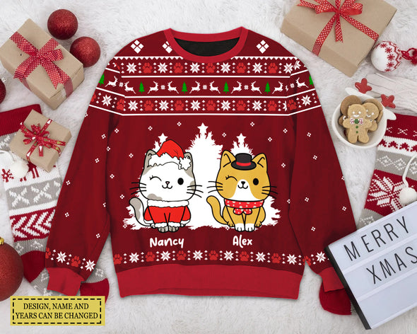 Personalized Gift For Cat Lovers, Meow You A Merry Christmas Christmas Ugly Sweater LHT-TS251122