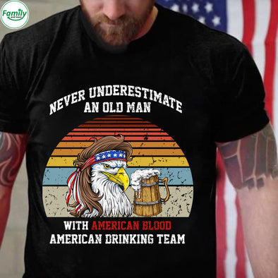 Never underestimate an old man American Blood-mc Classic T-Shirt