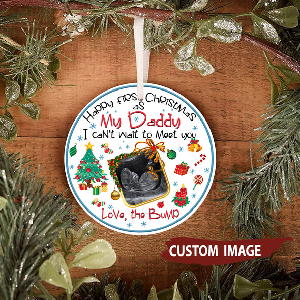 Personalized This Christmas 2021 I'll Be Snuggled Up Two Side Ornament Gift For Daddy I Can't Wait To Meet You - pp