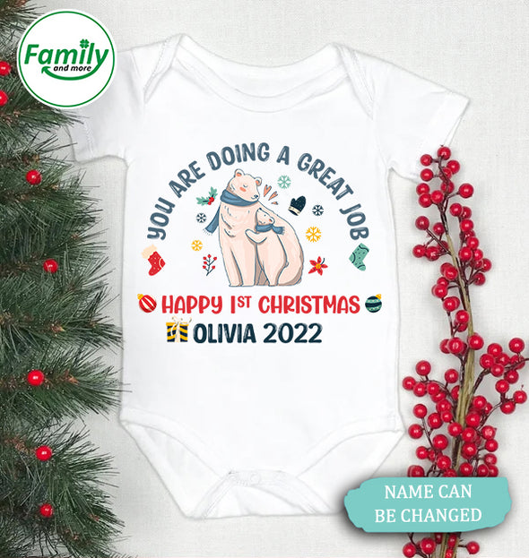 Gift For Mommy or Daddy Happy 1st Christmas Onesie - NT - HB2009223