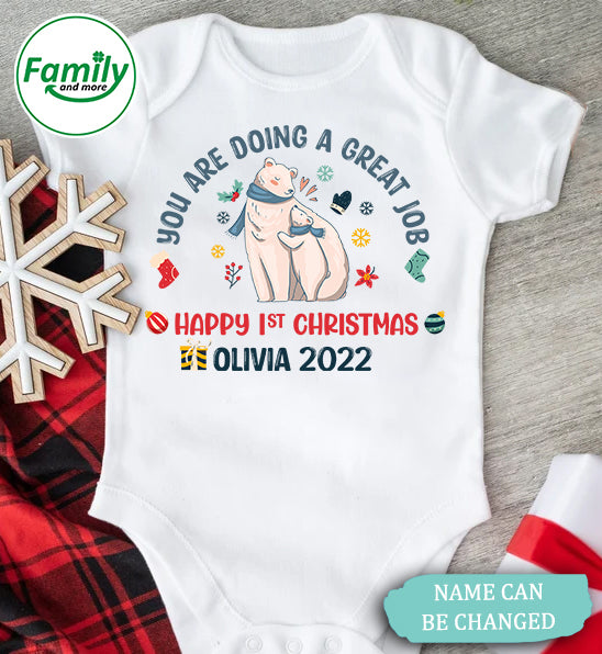 Gift For Mommy or Daddy Happy 1st Christmas Onesie - NT - HB2009223