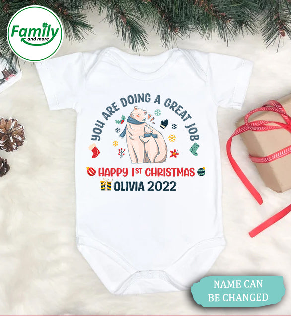 Gift For Mommy or Daddy Happy 1st Christmas Onesie - NT - HB2009223