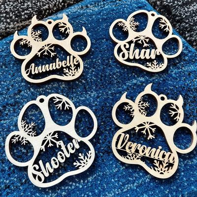 Personalized Wooden Paw Ornament