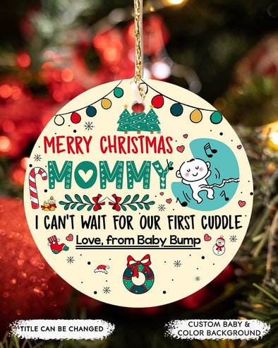 Gift For Future Mommy Merry Christmas Can't Wait For Our First Cuddle  Ornament - PP - TT0911212