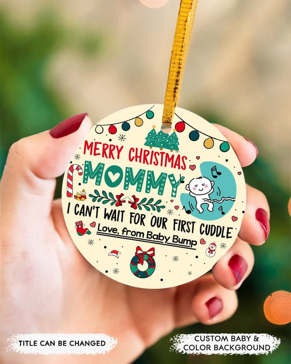 Gift For Future Mommy Merry Christmas Can't Wait For Our First Cuddle  Ornament - PP - TT0911212
