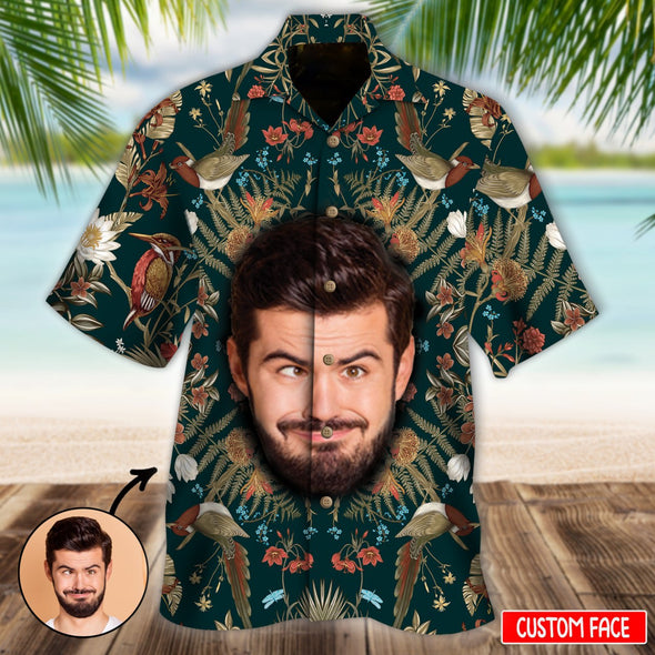 Custom Men's Face Palm Flower Hawaiian Shirt - NT - NN2503224