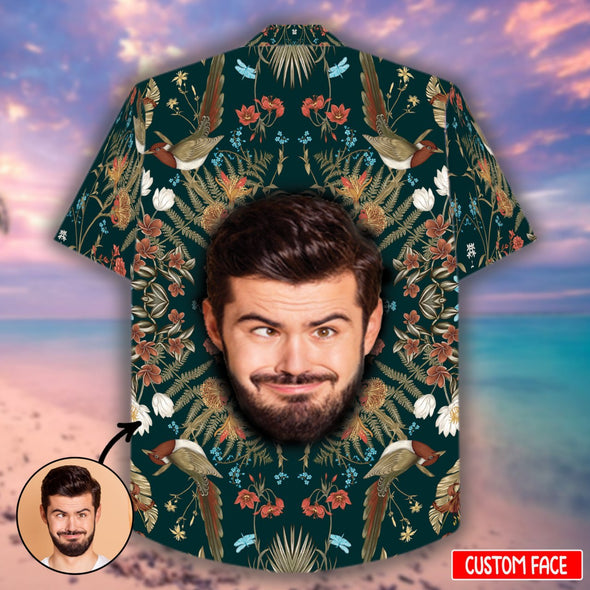 Custom Men's Face Palm Flower Hawaiian Shirt - NT - NN2503224