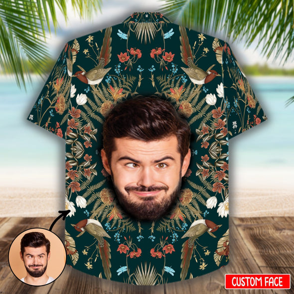 Custom Men's Face Palm Flower Hawaiian Shirt - NT - NN2503224