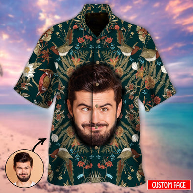 Custom Men's Face Palm Flower Hawaiian Shirt - NT - NN2503224