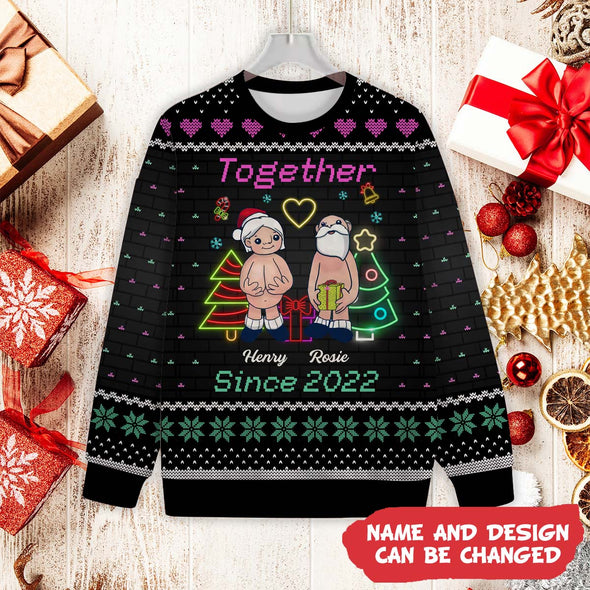 Personalized Gift For Couple, Anniversary Gifts, Together Since Christmas Ugly Sweater NT-HB-251122
