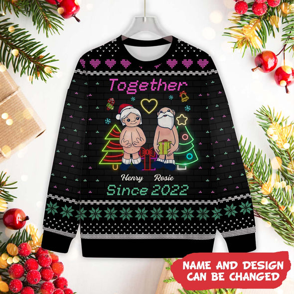 Personalized Gift For Couple, Anniversary Gifts, Together Since Christmas Ugly Sweater NT-HB-251122