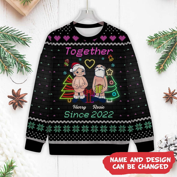 Personalized Gift For Couple, Anniversary Gifts, Together Since Christmas Ugly Sweater NT-HB-251122